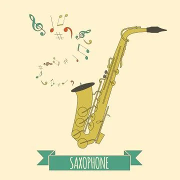 Musical instruments graphic template. Saxophone Stock Illustration
