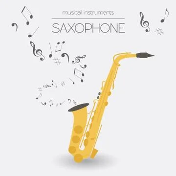 Musical instruments graphic template. Saxophone Illustrazione stock