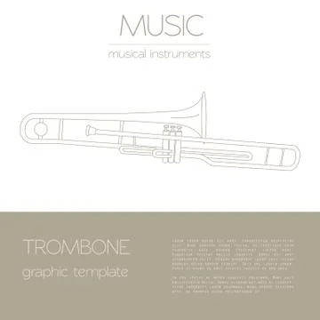Musical instruments graphic template. Trombone 스톡 일러스트
