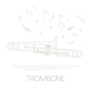 Musical instruments graphic template. Trombone Ilustración de archivo