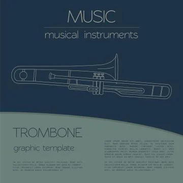 Musical instruments graphic template. Trombone Ilustración de archivo