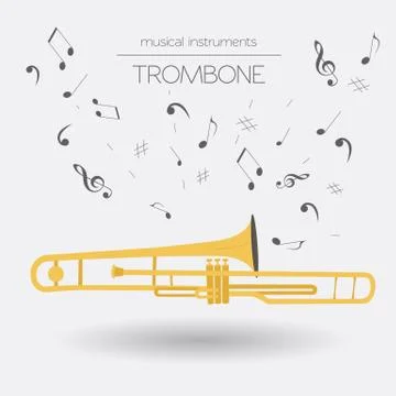 Musical instruments graphic template. Trombone Illustrazione stock