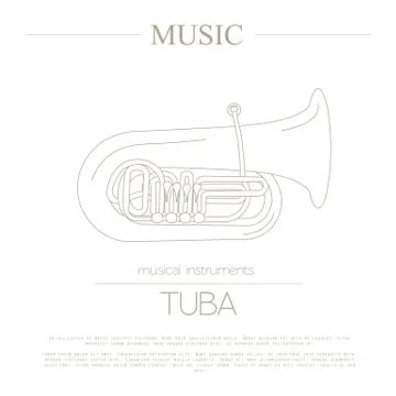Musical instruments graphic template. Tuba. Illustrazione stock
