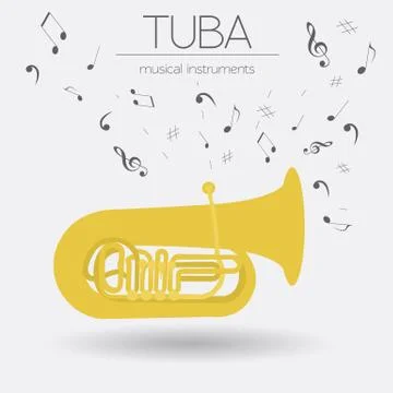 Musical instruments graphic template. Tuba. Ilustración de archivo