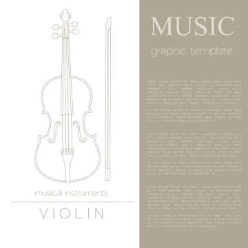 Musical instruments graphic template. Violin. Stock Illustration