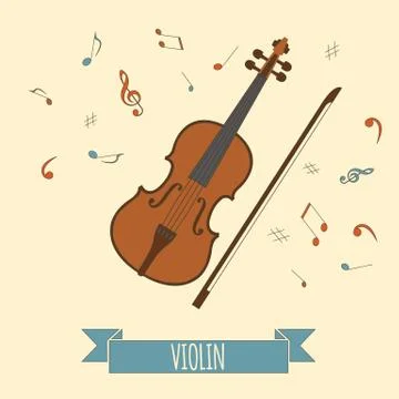 Musical instruments graphic template. Violin. Stock Illustration