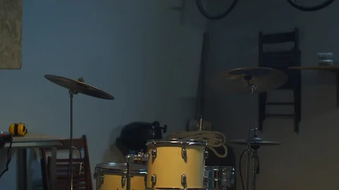 Musical instruments. Guitar and drums. View Stock Footage 128187652