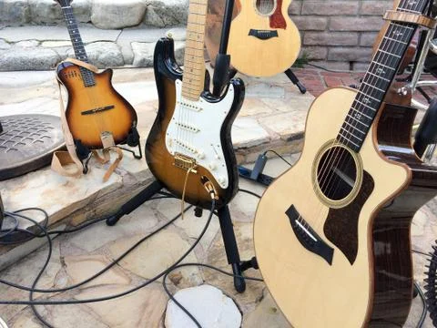 Musical instruments guitar string style Stock Photos