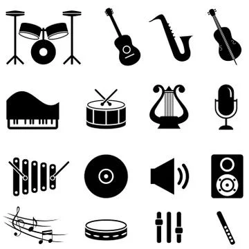Musical instruments icon set Stock Illustration