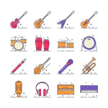 Musical instruments icons Stock Illustration