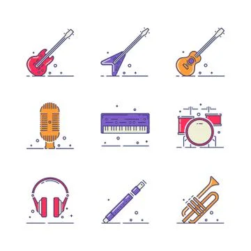 Musical instruments icons Stock Illustration