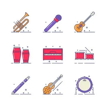 Musical instruments icons Illustrazione stock