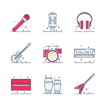 Musical instruments icons Stock Illustration