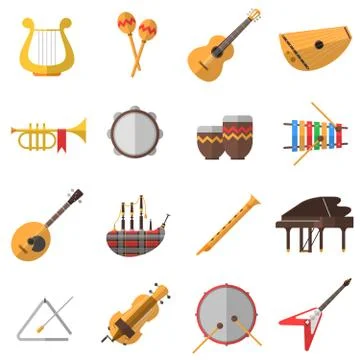 Musical Instruments Icons Set Illustrazione stock