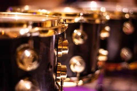 Musical instruments: part of a drum set close up Stock Photos