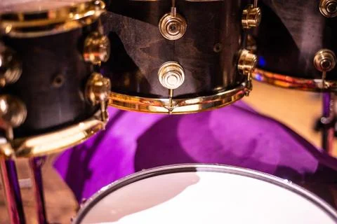 Musical instruments: part of a drum set close up Stock Photos