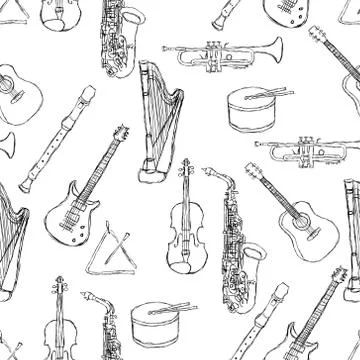 Musical instruments pattern Stock Illustration