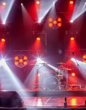 Musical instruments - percussion instruments are in the orchestra room. In pe Stock Photos