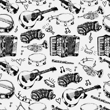 Musical instruments seamless pattern Stock Illustration