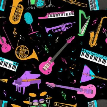 Musical instruments seamless pattern Stock Illustration