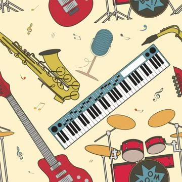 Musical instruments seamless pattern Stock Illustration