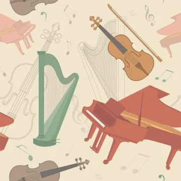 Musical instruments seamless pattern Stock Illustration