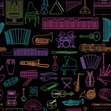 Musical instruments seamless pattern Stock Illustration