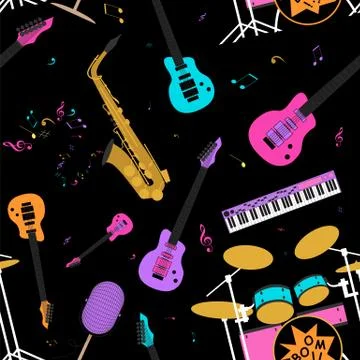 Musical instruments seamless pattern Stock Illustration