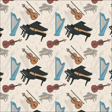 Musical instruments seamless pattern Stock Illustration