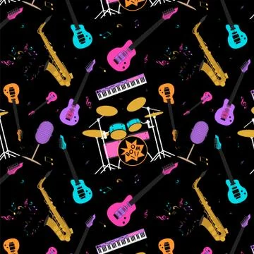 Musical instruments seamless pattern Ilustración de archivo