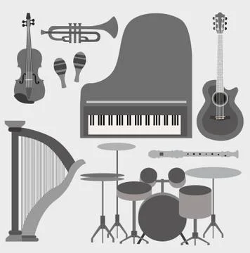 Musical instruments set Stock Illustration