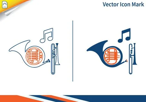 Musical instruments vector icon mark: collection of filled and outline styles Illustrazione stock