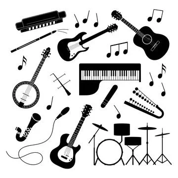 Musical Instruments Vector Icon Set Stock Illustration