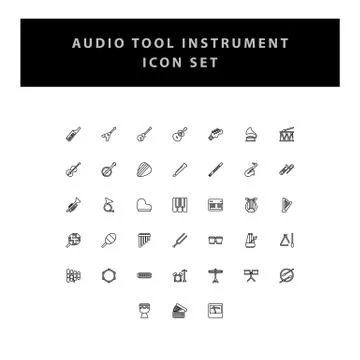 Musical instruments vector icons set with outline design Stock Illustration