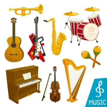 Musical instruments vector isolated icons Illustrazione stock