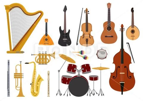 Musical Instruments Vector Music Concert With Acoustic Guitar Balalaika And