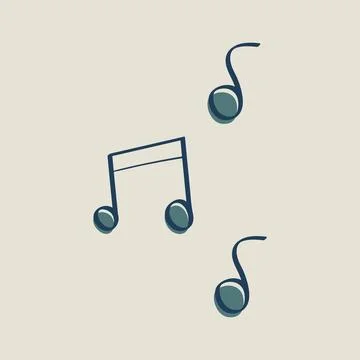 Musical key - notes, sounds. Chords, melody symbol. Play and sing a song. Drawn Stock Illustration