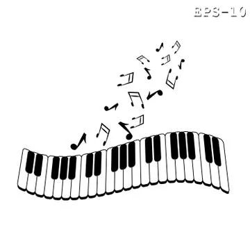 Musical keyboard and note. Stock Illustration