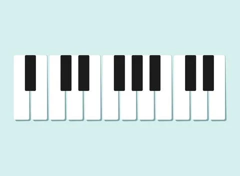 Musical keyboard icon in flat style. Piano keys vector illustration on isol.. Stock Illustration
