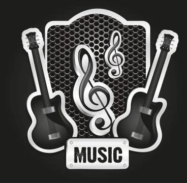 Musical metal label with grid pattern, vector illustration Illustrazione stock