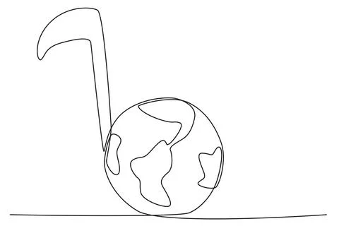 A musical notation with a globe Stock Illustration