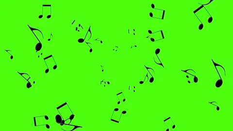 Musical notation notes moving around on a green screen. Stock Footage 328235807