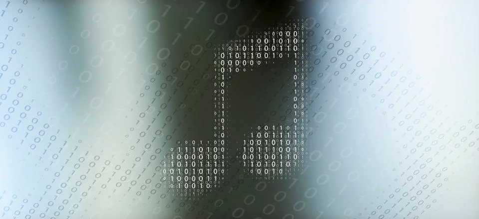 Musical note in binary code against a gradient background Stock Illustration