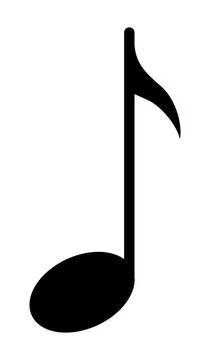 Musical note, black and white illustration of music symbol Illustrazione stock