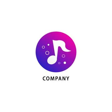 Musical note with bubble logo design template. Purple violet red magenta co.. Illustrazione stock