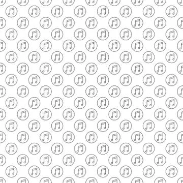 Musical Note in Circle seamless pattern - vector background Illustrazione stock