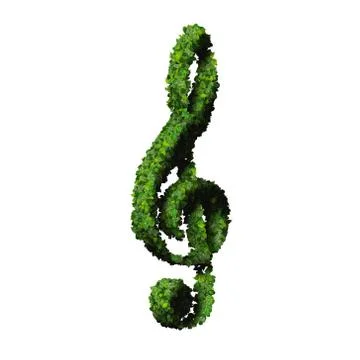 Musical note clef symbol made from green leaves. Stock Illustration