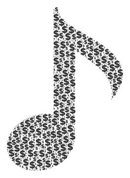 Musical Note Collage of Dollar and Dots Illustrazione stock