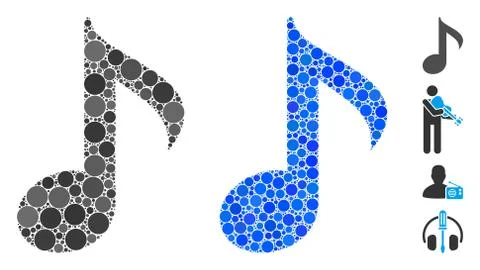 Musical Note Composition Icon of Circle Dots Illustrazione stock
