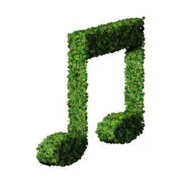 Musical note double eight symbol made from green leaves. Stock Illustration